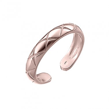 Pink Gold 1µ - Adjustable ring engraved saltire crosses Size 54 (1pc)