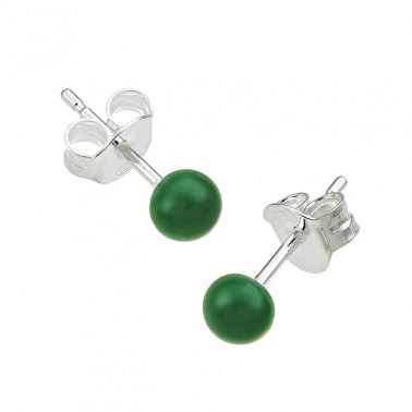 Boucles d'oreilles boule 4,5mm émail vert avec tige (1paire)