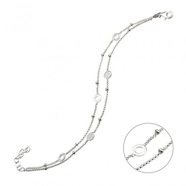 Bracelet double chaîne médailles pleines et ajourées 16+3cm extension (1pc)