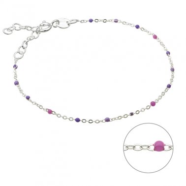 Bracelet chaîne et émail nuances de violet 16+3cm extension (1pc)