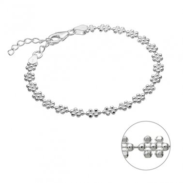 Bracelet fleurs de perles facettées 4,6mm 16+3cm extension (1pc)