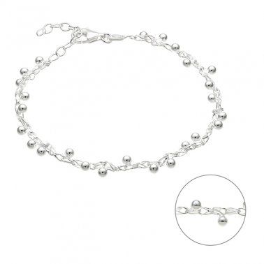 Bracelet chaîne avec perles pendantes 16+3cm extension (1pc)