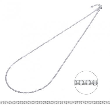 Collier chaîne forçat double diamantée 40+3cm extension (1pc)