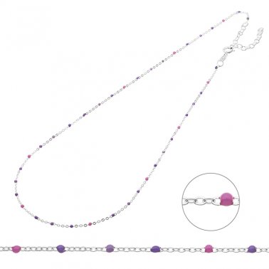 Collier chaîne et émail nuances de violet 38+5cm extension (1pc)