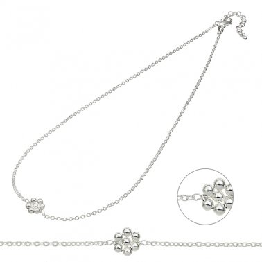 Collier avec fleur de perles 40+5cm extension (1pc)
