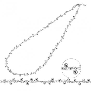 Collier chaîne avec perles pendantes 40+3cm extension (1pc)