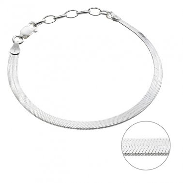 Bracelet chaîne serpent 4mm plate 15+3cm extension (1pc)