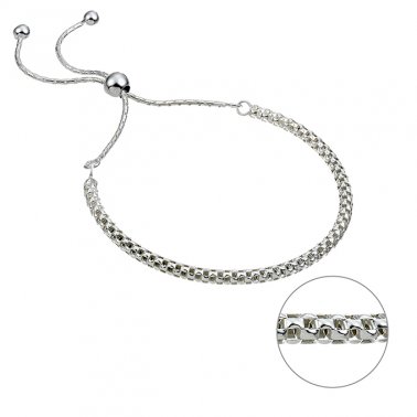 3mm Pop chain bracelet, sliding bead clasp on chain (1pc)