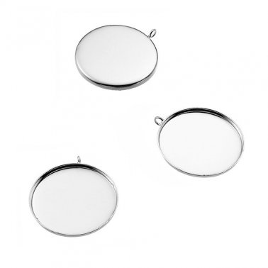 18mm round pendant bezels with 1 ring (5pcs)