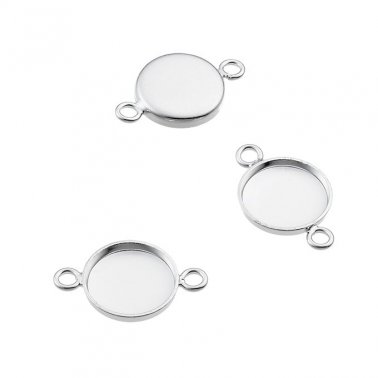 8mm round connector bezels with 2 rings (approx. 20pcs)