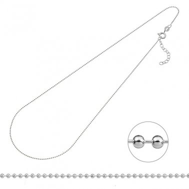 Perlenkette 1mm glatt 40+3cm verlängerung (1Stk)