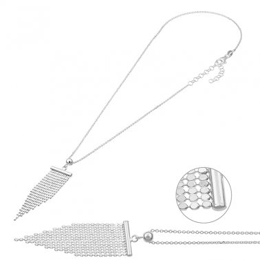 Collier avec barre et 13 chaînes boules pendantes 40+5cm extension (1pc)