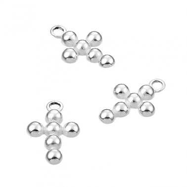 Croix 10x85mm demi-perles 3mm avec anneau (10pcs)