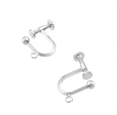 Screw on earring supports with bead and ring (5pairs)