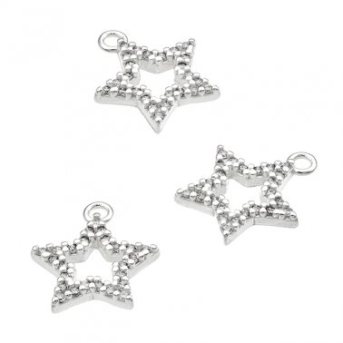 10,7x17mm white zirconiums star charm with ring (1pc)