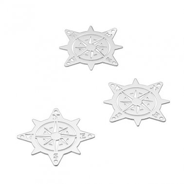 25mm Compass Rose mirror polished (3pcs)