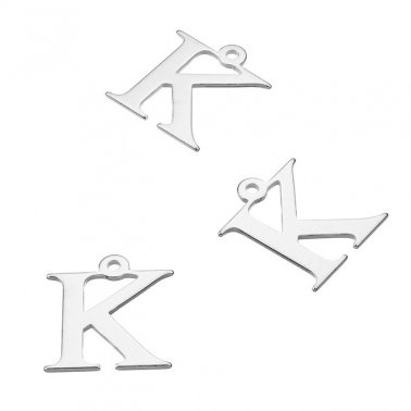 Breloques lettre K, 7mm avec trou (10pcs)