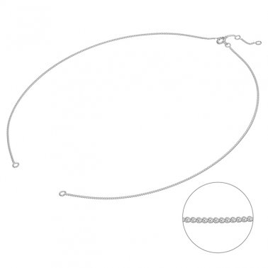 Collier chaîne gourmette 1mm 38cm+anneau à 35 et 36,5cm+2 anneaux ouverts (5pcs)