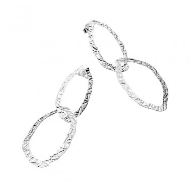 Hammered oval circles earrings (1pair)