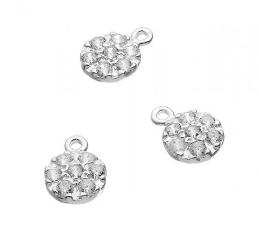 7,5mm round charms with zirconium 1 ring (5pcs)