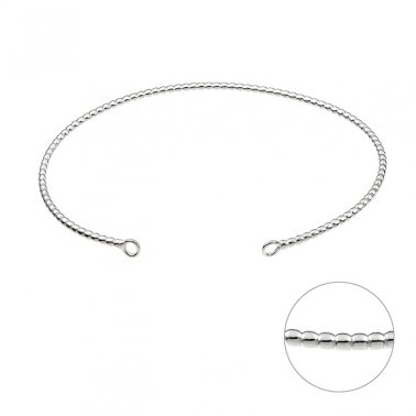 Bracelet jonc ovale ouvert 60x50mm tube perlé 1,8mm 2 anneaux (1pc)