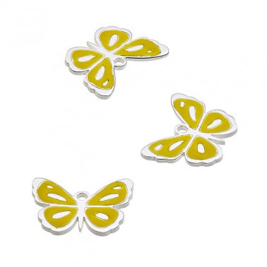 Ciondolo farfalla 13x10mm smaltato giallo con anello (1pz)