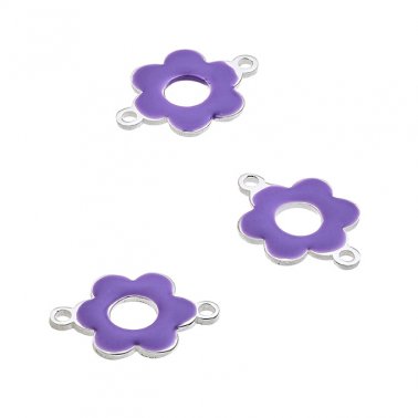 Anhänger Blume 10mm emailliert lila 2 Ringe (1Stk)