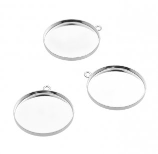 24mm round pendant bezels with 1 ring (3pcs)