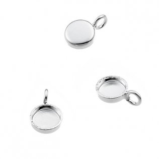4mm round pendant bezels with 1 ring (approx. 20pcs)