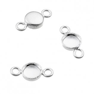 4mm round connector bezels with 2 rings (approx. 20pcs)
