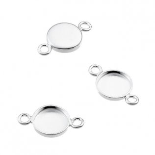6mm round connector bezels with 2 rings (approx. 20pcs)