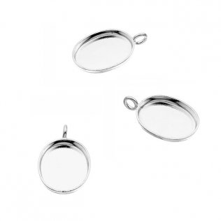 7x9mm oval pendant bezels with 1 ring (10pcs)
