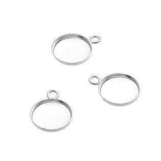 8mm round pendant bezels with 1 ring (approx. 20pcs)
