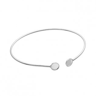 60x50mm open flexible oval Bangle with 6mm cabochon bezels (1pc)