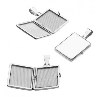 25x20mm rectangular engraveable photo locket with pendant bail (1pc)