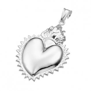 27mm Sacred Heart medal with chain pendant bail (1pc)
