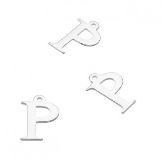 Breloques lettre P, 7mm avec trou (10pcs)