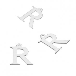 Breloques lettre R, 7mm avec trou (10pcs)