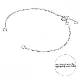 Bracelet chaîne gourmette 1mm semi-fini 14cm avec anneau à 13cm+2 anneaux ouvert
