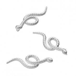 Breloque serpent texturée 8x25mm avec anneau (3pcs)