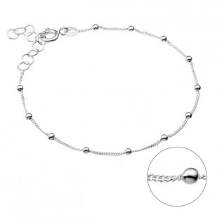 Bracelet chaîne gourmette 0,9mm perles 2mm 16+3cm extension (3pcs)