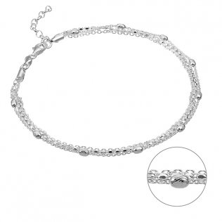 Chaîne cheville 3 chaînes et perles ovales 22,5+2cm extension (1pc)