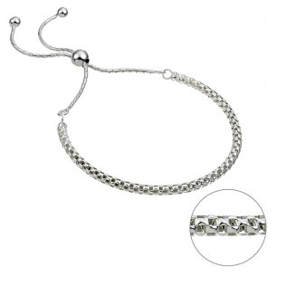 Bracelet chaîne pop 3mm, fermoir perle coulissante (1pc)