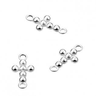 Croix 10x7mm demi-perles 2,5mm 2 anneaux (10pcs)