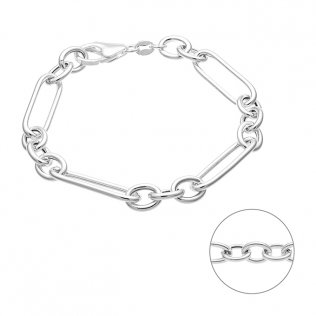 Bracelet chaîne ovale alternée creuse 7mm 18,5cm (1pc)