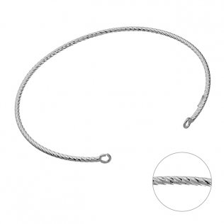 Bracelet jonc ovale 55x50mm tube 1.5mm facetté 2 anneaux (1pc)