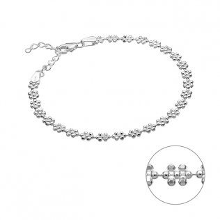 Bracelet fleurs de perles facettées 3,7mm 16+3cm extension (1pc)