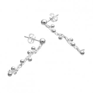 Boucles d'oreilles chaîne 35mm avec perles pendantes (1paire)