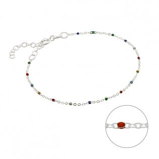 Bracelet chaîne et émail multicolore 16+3cm extension (1pc)