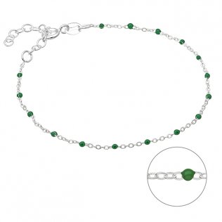Bracelet chaîne et émail vert 16+3cm extension(1pc)